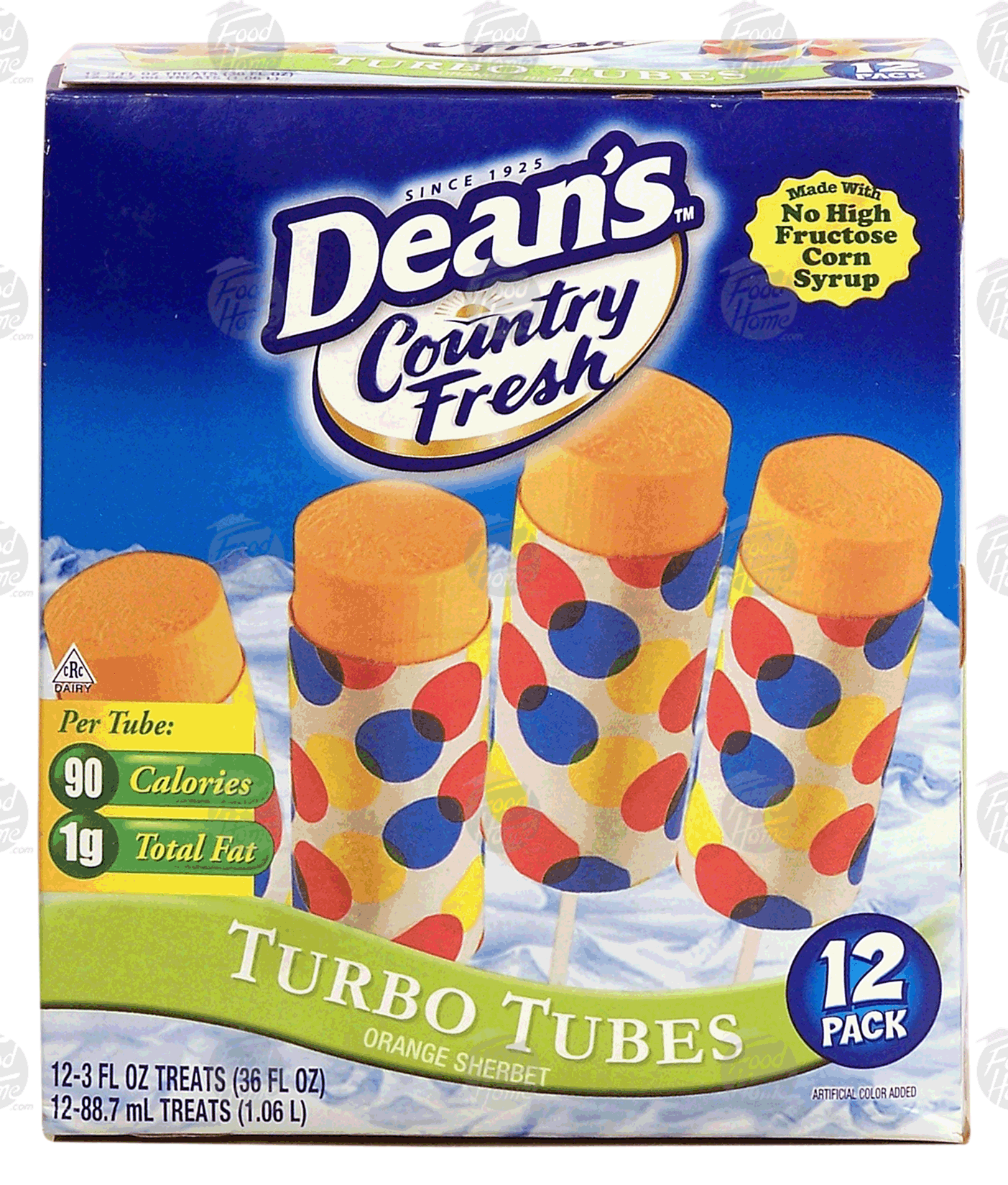 Dean's Country Fresh turbo tubes; orange sherbet, 12 pack Full-Size Picture